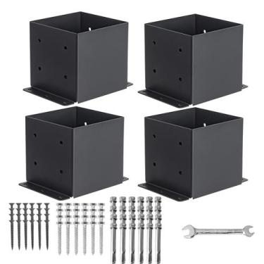 Imagem de Base de poste AXWHYS 6x6 Heavy Duty Black Metal revestida a pó