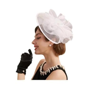 Imagem de Fascinators Femininos Estilo Kentucky Derby Anos 50, Com Véu Gaiola De