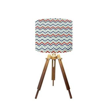 Imagem de Abajur Mesa Tripé Madeira 60cm Cores Estampadas -Md1001 Cúpula Ø30