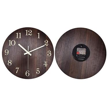 Imagem de Relógio de parede de madeira, movimento de quartzo 3D luminoso de design exclusivo Relógio analógico preciso silencioso para escritório para casa