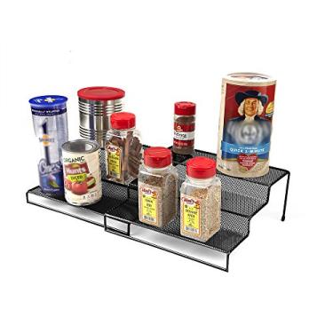 Imagem de Mind Reader 3TSHELF2-BLK 3 níveis multiuso organizador de armazenamento de cozinha, pacote com 2, malha de metal, preto