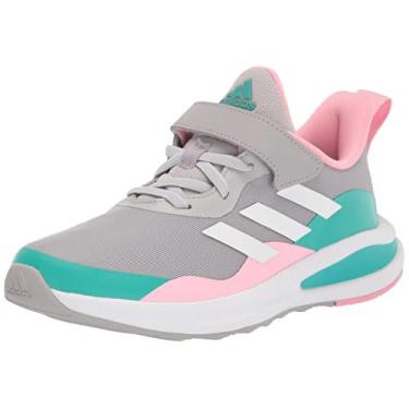 Imagem de adidas Tênis de corrida infantil unissex Fortarun, Cinza/Branco/Mint Rush (Renda Elástica/Tira superior), 13 Little Kid