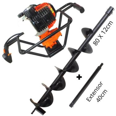 Imagem de Perfurador de Solo Profissional Para Colocações de Cercas e Grades VPS520 Vulcan 2 Tempos á Gasolina 52cc 2,5hp Com Broca 80x12cm + Extensor de 40cm