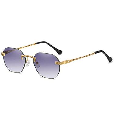 Imagem de Frameless Gold Metal Ladies Sunglasses Rimless Gradient Lens Blue Fashion Sun Glasses For Men UV400 Summer,03 Gold,Grey,china