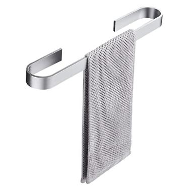 Imagem de Suporte de toalha de banheiro toalheiro cabide preto prata espaço alumínio pendurado na parede barra de toalha organizador prateleira de armazenamento de cozinha, 25 cm prata, china