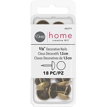 Imagem de Dritz Home 44279 Pregos decorativos lisos, 1,5 cm, latão antigo (18 peças)