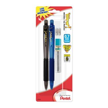 Imagem de Pentel Lápis mecânico Wow, 0,7 mm, barris sortidos, 2 lápis, chumbo e 2 borrachas (AL407LEBP2)