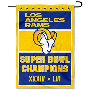 Imagem de WinCraft Los Angeles Rams 2 Time Champions Super Bowl LVI bandeira de jardim dupla face