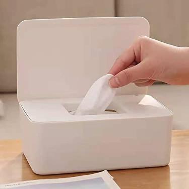 Imagem de Suporte para lenços de bebê, estojo para lenços de bebê, suporte para lenços de bebê mantém os lenços de fraldas frescos, fácil de abrir e fechar (branco)