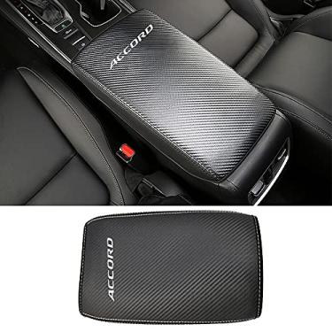 Imagem de LEXLEY Capa de apoio de braço para console central à prova d'água, capa protetora de couro antiarranhões para Honda Accord 2018 2019 2020 2021 - fibra de carbono
