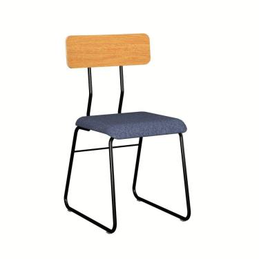 Imagem de Kit com 2 Cadeiras Linho C-763 Brigatto Móveis Azul/Preto