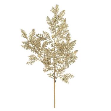 Imagem de Galho Natalino C/folh/frut Our/glitt 1un 60x25x2cm 1025948