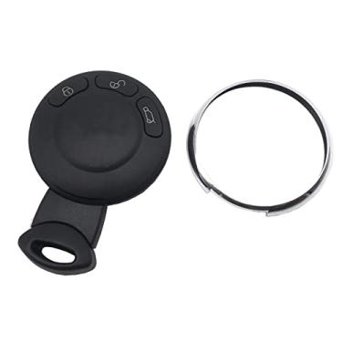 Imagem de Capa para chave de 3 botões compatível com BMW Mini Cooper 2007-2014 substituição sem chave, compartimento para chave de carro com lâmina não cortada em branco (preto)