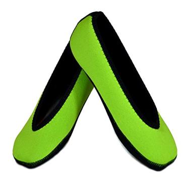 Imagem de Nufoot Sapatilhas femininas de balé, chinelos de viagem, meias de ioga, sapatos internos, Verde, X-Large