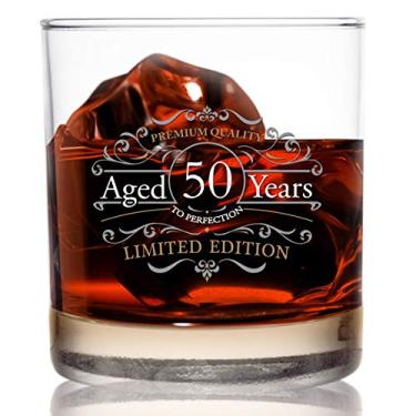 Imagem de Copos de uísque vintage edição de 1971 (50º aniversário) 325 ml - Vintage Happy Birthday Old Fashioned Whiskey Copos para 50 anos - Classic Lowball Rocks Glass - Aniversário, Presente de reunião