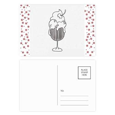 Imagem de Cartão-postal de celebração de flor de Natal sorvete com contorno preto de cereja, cálice de cerejeira