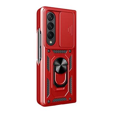 Imagem de Capa protetora para samsung galaxyz dobrável 4 capa de telefone móvel dobrável 360 graus suporte giratório anel de montagem para carro, ouro rosa, para samsung dobrável 4