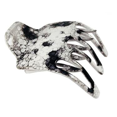 Imagem de Parcelona — Clipe de cabelo de pata francesa cinza preto marrom preto elástico lateral largo deslizante na mandíbula para yoga, White Black