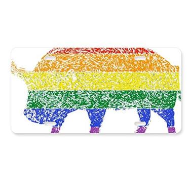 Imagem de DIYthinker Rainbow Gay Porco LGBT placa de carro decoração de carro acessório de aço inoxidável