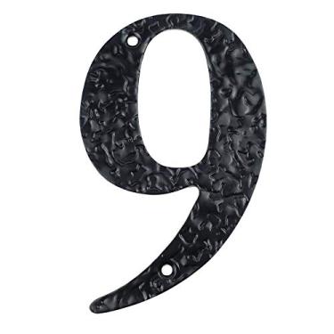 Imagem de Número de placa de casa flutuante 3D de 12,7 cm, placa de aço carbono, números de endereço residencial para placa digital externa 0-9 preta, montagem com parafuso, durável antiferrugem