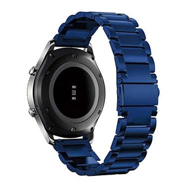 Imagem de Pulseira 22mm Metal 3 Elos compatível com Samsung Galaxy Watch 3 45mm - Galaxy Watch 46mm - Gear S3 Frontier - Amazfit GTR 47mm - Marca LTIMPORTS (Azul)