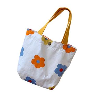 Imagem de Cabilock Bolsa tote de lona de flor criativa de algodão natural mini bolsa floral reutilizável bolsa de lona bolsa de ombro presente