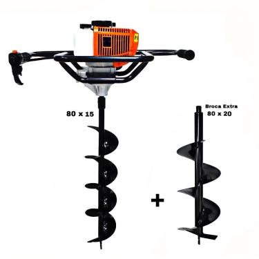 Imagem de KIT Perfurador de Solo Vulcan VPS520-S 2T 52CC 2,5HP com Broca 80x15cm + Broca Extra 80x20cm