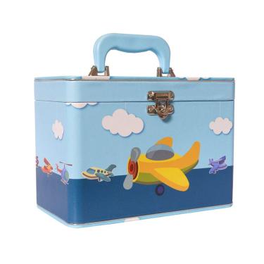 Imagem de Maleta Box AVIÃO com 4 álbuns fotográficos 240 fotos 15x21 Aviao bebê infantil