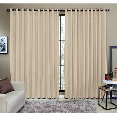 Imagem de Cortina Tecido Rustico 4,00M x 2,60M Semi Blackout Areia Para Varão Simples