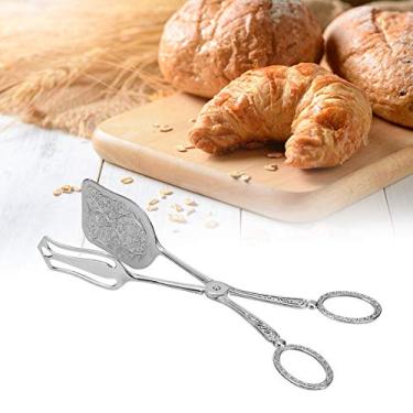 Imagem de Pão De Liga De Zinco Retrô, Pinça De Pão, Pinça De Salada, Pinça De Comida De Cozimento De Liga De Zinco Retrô, Ferramenta De Cozinha, Pinça De Pão De Cabeça Quadrada, Pinça De Cozinha(PRATA)