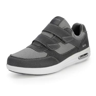 Imagem de KWUKOTY Calçado Diabético Feminino | Tênis Ajustáveis | Sem Rendas | Fascite Plantar/Edema/Pés Inchados/Bunions| Wide Size 42 Cinza