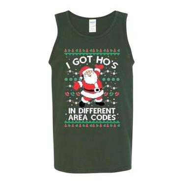 Imagem de Camiseta regata masculina I GOT Ho 's in Different Area Codes Ugly Christmas, Verde floresta, P
