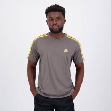 Imagem de Camiseta Adidas 3 Stripes Cinza e Amarela