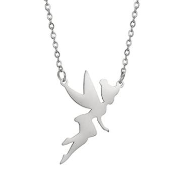 Imagem de EUEAVAN Colar com pingente de fada Pixie Angel Tinkerbell Princesa Wendy Requintada Dançarina Mágica Balé Gargantilha Joia Conto de Fadas Citação Feminina, Aço inoxidável, Sem Pedra Preciosa