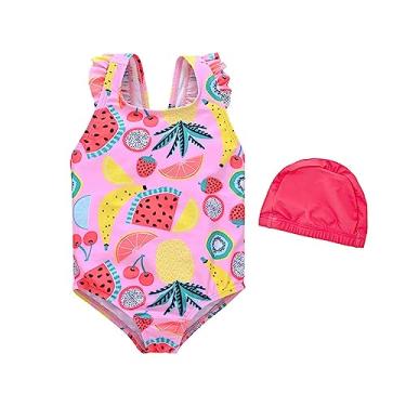 Imagem de Macaquinho infantil infantil para bebês meninas primavera verão estampado algodão sem mangas roupa de banho para bebês roupas de rodagem, rosa, 1-2 Years