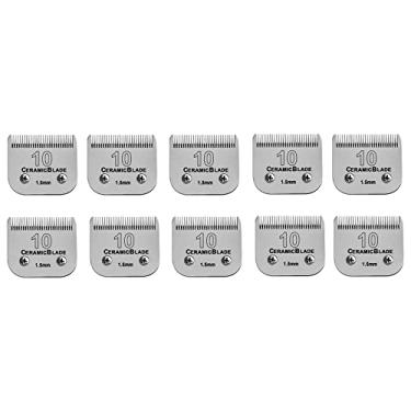 Imagem de Pacote com 10 conjuntos de lâminas de cerâmica removíveis para cães de estimação, compatível com Andis Size 10, comprimento de corte 1/40.6 cm (1,5 mm), compatível com cortadores andis/Oster A5/Wahl