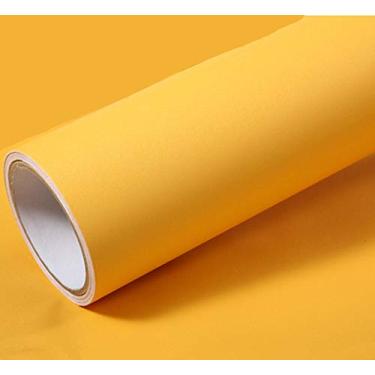 Imagem de UPREDO Papel de parede adesivo de vinil texturizado fosco de cor sólida, papel de parede para prateleira, papel decorativo para casa, 40 x 200 cm (amarelo)