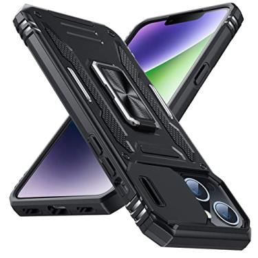 Imagem de YSLBWLE Capa para iPhone 14 Plus com suporte com capa de câmera, proteção de nível militar, suporte de anel de metal, capa amortecedora para iPhone 14 Plus, preta 5-IP14plus-01