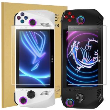 Imagem de Pacote com 2 protetores de tela para ASUS ROG Ally X 2024 e ASUS ROG Ally 2023 e MSI Claw A1M portátil 7 polegadas 2024, vidro temperado, resistente a arranhões, compatível com capas, sem bolhas,