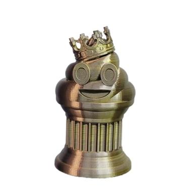 Imagem de Znet3D Troféu de emoji King Poop – Prêmio divertido e presente – Feito à mão com fabricação aditiva – 15 cm de altura – com um emoji sólido de cocô com uma coroa, preso em uma coluna (preto/dourado)