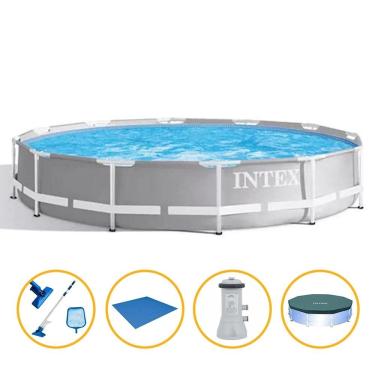 Imagem de Piscina Estrutural 6.503 Litros Armação Prism + Capa + Filtro + Forro + Kit Limpeza- Intex