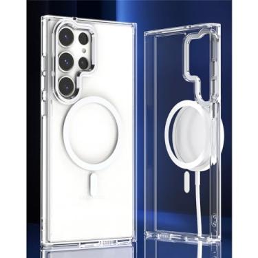 Imagem de Capa transparente com atração magnética colorida para Samsung Galaxy S24 S23 Ultra 24 Plus S23 FE A54 A34 A14 A55 Capa à prova de choque, transparente, para Galaxy A55