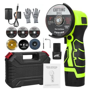 Imagem de SZITW Esmerilhadeira angular sem fio 7000RPM Ferramenta de esmerilhamento elétrica Mini esmerilhadeira com 2 unidades 16,8V 2000mAh Bateria e lâmina de corte para cortar tijolo polido, madeira, pedra,