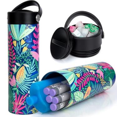 Imagem de Leng Ke Estojo de viagem para refrigerador de insulina, frasco de viagem para canetas de insulina e suprimentos para diabéticos, frasco de armazenamento para diabetes (floresta tropical)