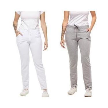 Imagem de Kit com 02 Calças de Moletom Feminino Slim Skinny Sport Casual F1-Feminino