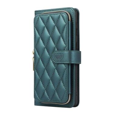 Imagem de Capa de telefone carteira de couro com cordão crossbody para Samsung Galaxy S24 S23 Ultra S22 Plus S21 S20 FE S10 Capa flip com corda de pulso, verde, para Samsung S21