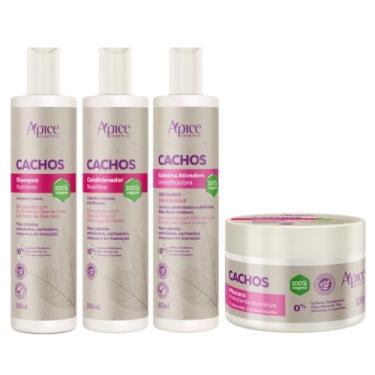 Imagem de Kit Apse Cachos Shampoo + Condicionador + Mascara + Gelatina Ativadora Cachos Profissional