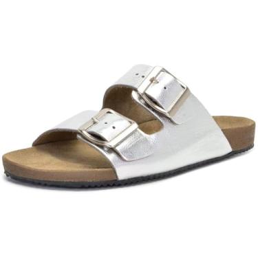 Imagem de Pierrô, Sandália birken Pierrô anatômica couro legítimo cor prata Tamanho:40;Gênero:Feminino;Cor:Prata