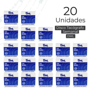 Imagem de Kit 20 Caixa Disco Tacógrafo Semanal 7 Dias 180 Km Dml