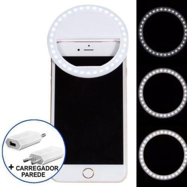 Imagem de Ring Light Luz de Selfie Para Celular + adaptador de tomada Branco CBR
